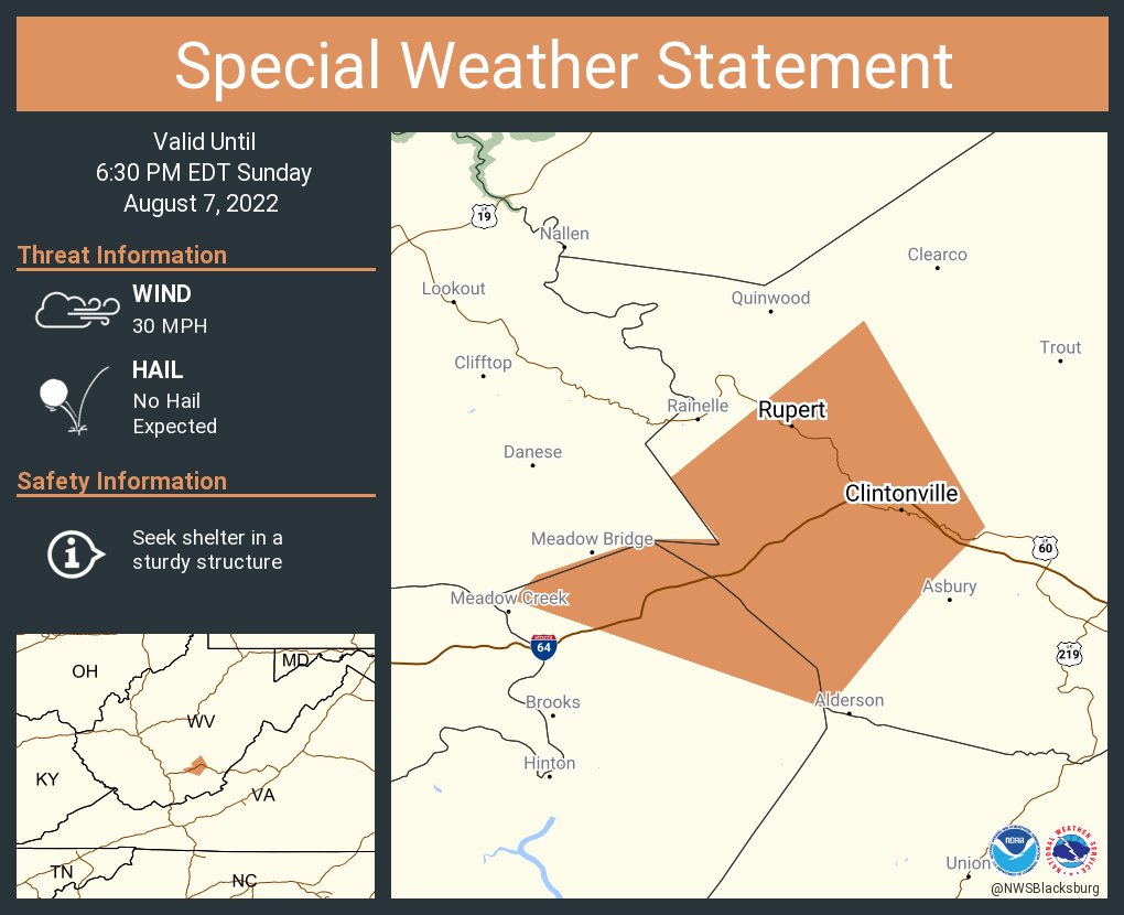 NWS Blacksburg on Twitter "A special weather statement has been issued