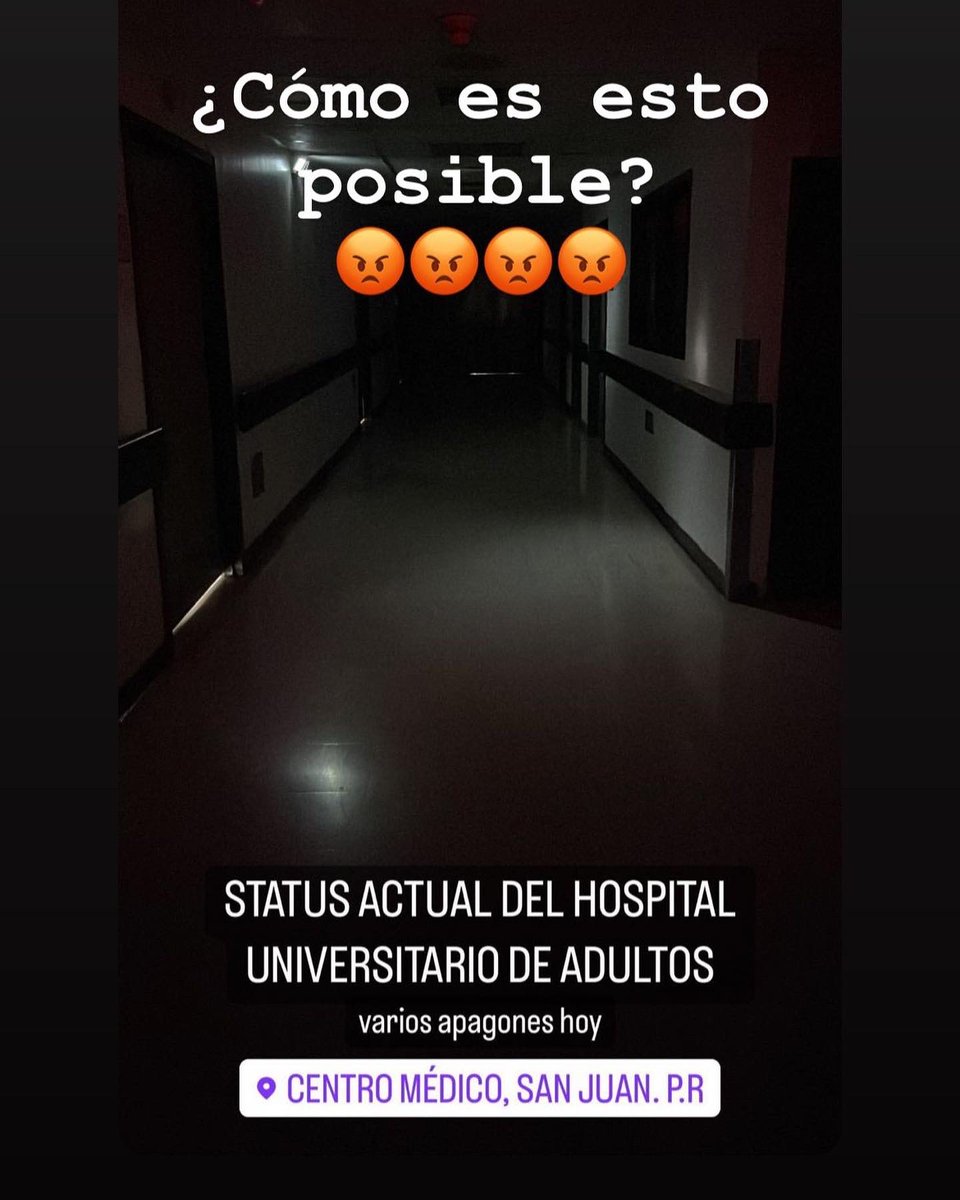 DonHiramMD's tweet photo. Esto es inaudito 😡
Aquí no ha pasado ni una depresión tropical y me informan qué el Hospital Universitario de Adultos ha tenido varios apagones hoy…
¿Qué más evidencia necesitan para aceptar que nuestro Sistema de Salud colapsó? ¿Que esperan? ¿Que se mueran los puertorriqueñxs? https://t.co/AGNIpXCc7H