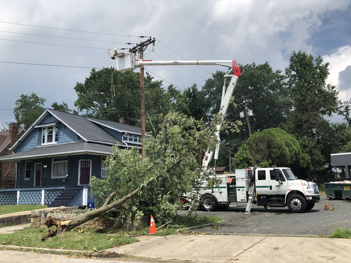 MyBGE's tweet photo. After strong weather impacted our service territory on August 4 and 5, BGE crews and over 1,000 mutual assistance personnel have safely restored service to more than 105,000 customers that lost power due to the wind, rain and hail that passed through central Maryland. https://t.co/EH0LCx5rnV