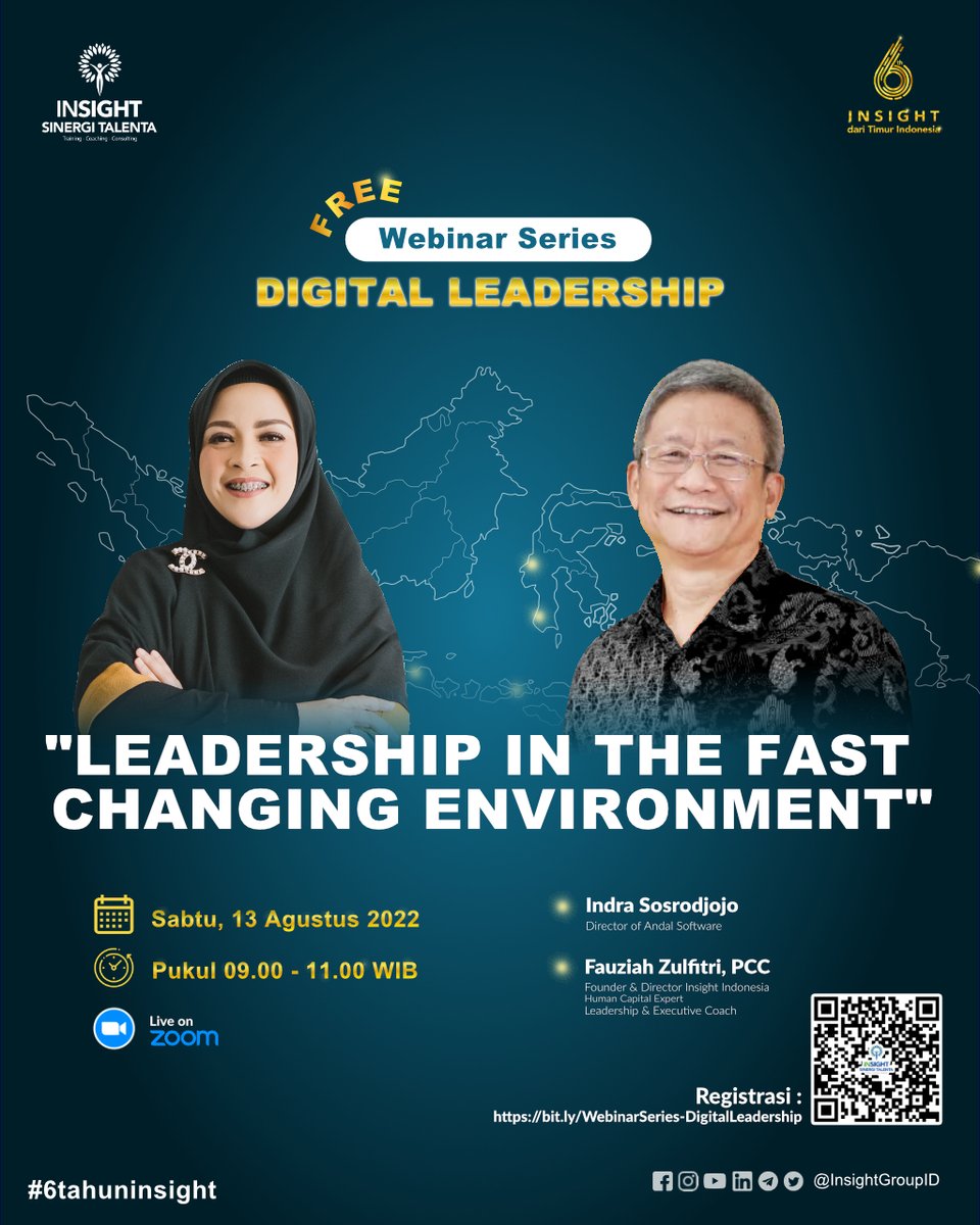 🗓️ Sabtu, 13 Agustus 2022 | 09.00 - 11.00 WIB
📍 Live Streaming Zoom Conference - YouTube , Facebook, LinkedIn dan Instagram
🌟 Leadership in the Fast Changing Environment
🔗 Link : bit.ly/WebinarDLSesi2

#insightdaritimurindonesia #digitalleadership #webinarseries #webinar