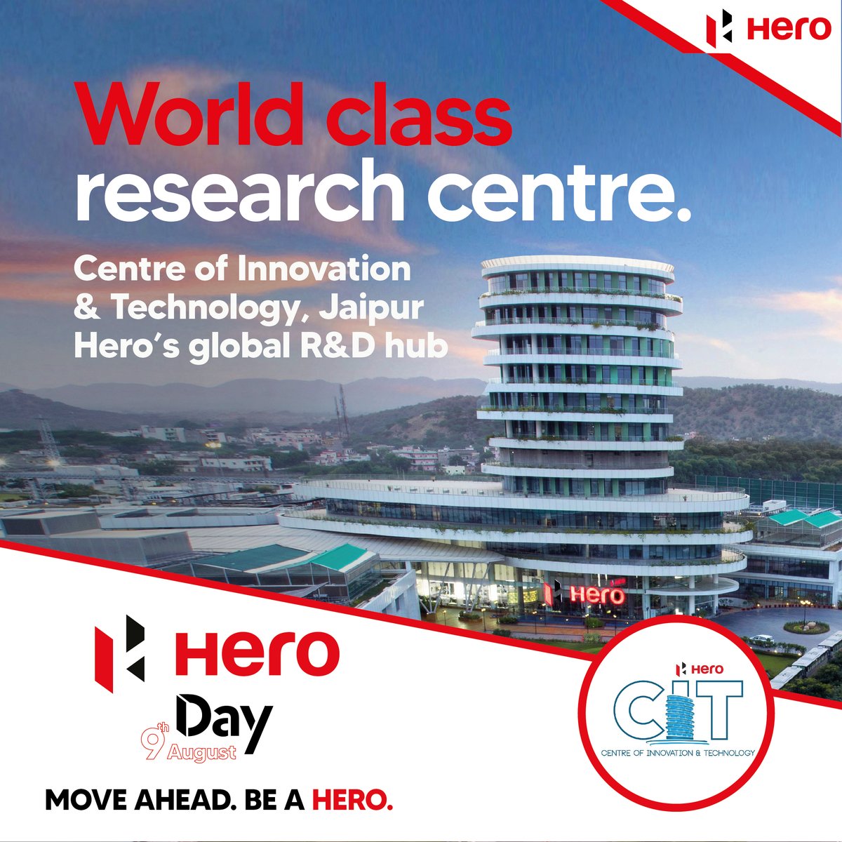 HeroMotoCorp's tweet image. At Hero’s Centre of Innovation and Technology, we strive to make mobility accessible and sustainable for everyone. 

On Hero Day, we commit to bridge the gap between today and what tomorrow can be.

#HeroDay #MoveAheadBeAHero