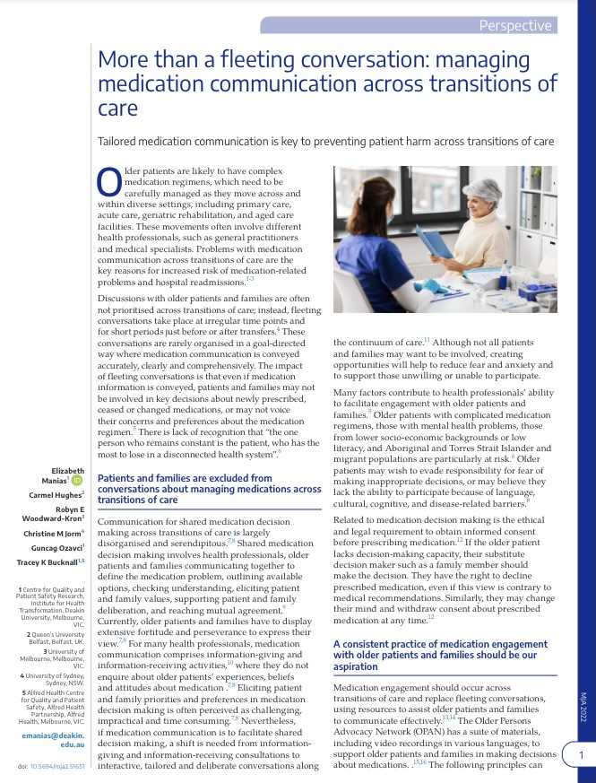 Lauren Ball (@proflaurenball) on Twitter photo Consistent AND considered engagement is key to reducing the risk of medication-related problems and patient harm among older patients! onlinelibrary.wiley.com/doi/10.5694/mj…
👏 <a href="/emanias1/">Elizabeth Manias</a> <a href="/nursedecisions/">Tracey Bucknall</a> <a href="/GuncagOzavci/">Guncag Ozavci</a> Consistent AND considered engagement is key to reducing the risk of medication-related problems and patient harm among older patients! onlinelibrary.wiley.com/doi/10.5694/mj…
👏 <a href="/emanias1/">Elizabeth Manias</a> <a href="/nursedecisions/">Tracey Bucknall</a> <a href="/GuncagOzavci/">Guncag Ozavci</a>