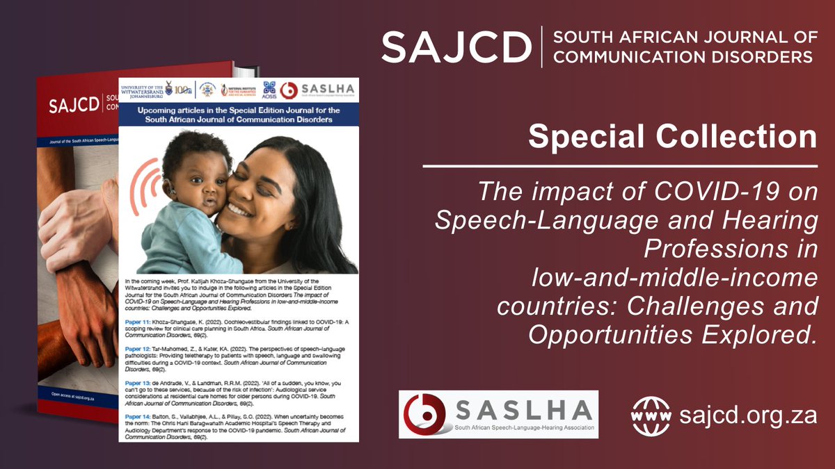 Make sure to read the latest articles in the Special Collection of <a href="/SAJCD_Journal/">South African Journal of Communication Disorders</a>, published by <a href="/_AOSIS/">AOSIS</a> 

Read the articles here: bit.ly/3Svg4JJ

<a href="/SASLHA1/">SASLHA</a> <a href="/WitsUniversity/">Wits University</a>