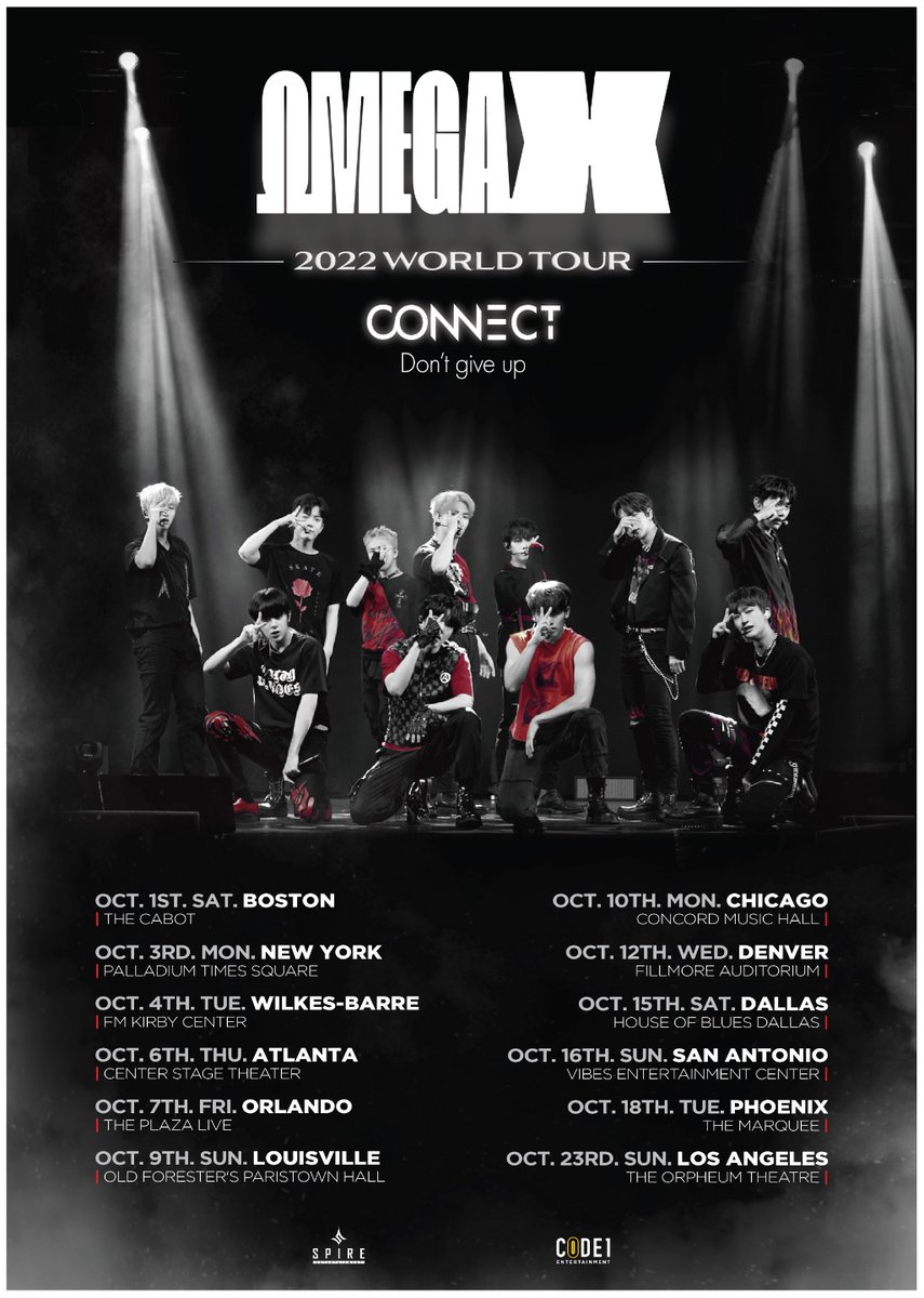 2022 OMEGA X WORLD TOUR 
[CONNECT :Don't give up]

NORTH AMERICA TOUR
OCTOBER

#OMEGA_X #오메가엑스 
#CONNECT #Dont_give_up
#WORLDTOUR #AMERICA