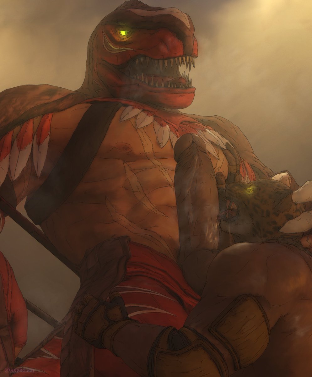 "Gaaoh... that's a good kitty, serve your true /King/."

The ring certainly got hot and steamy from the constant clash and grappling. You can see who the clear winner is in this match~.

#SeductiveSunday

          🎨 @/Akuro_Rei