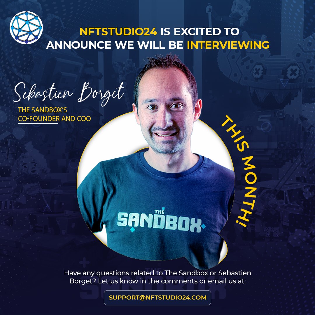 BlockZa.io | NftStudio24.eth (@blockza_io) on Twitter photo NFTStudio24 is doing an exclusive podcast session with Sebastien Borget, the co-founder and COO of
<a href="/TheSandboxGame/">The Sandbox</a>
this month!
🔥🔥🔥🔥
Wanna know anything about The Sandbox or
<a href="/borgetsebastien/">Sebastien 🏞</a> ? Email us your questions at: support@nftstudio24.com
#sandbox #NFTCommunity NFTStudio24 is doing an exclusive podcast session with Sebastien Borget, the co-founder and COO of
<a href="/TheSandboxGame/">The Sandbox</a>
this month!
🔥🔥🔥🔥
Wanna know anything about The Sandbox or
<a href="/borgetsebastien/">Sebastien 🏞</a> ? Email us your questions at: support@nftstudio24.com
#sandbox #NFTCommunity