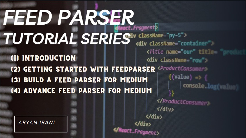 aryanirani123's tweet photo. Announcing my new Tutorial Series on #feedparser using python. In this tutorial series we will be talking about the RSS FeedParser and building a FeedParser for Medium.
#Python #rssfeedparser #medium #feedparser
https://t.co/1XKYQnnMBl https://t.co/1aLPUBjGHY