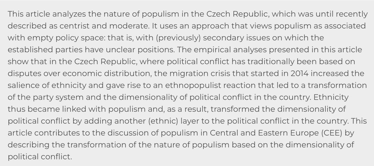 cpcs_journal's tweet photo. New in Advance Articles:
“Populism, Anti-establishment Politics, and Dimensions of Political Competition: Analysis of Populist Attitudes in the Czech Republic” by Tomáš Dvořák
https://t.co/lzy9QJqPTQ
#populism #partysystems #migration #ethnicity #postcommunism https://t.co/bH1FtP4BRU