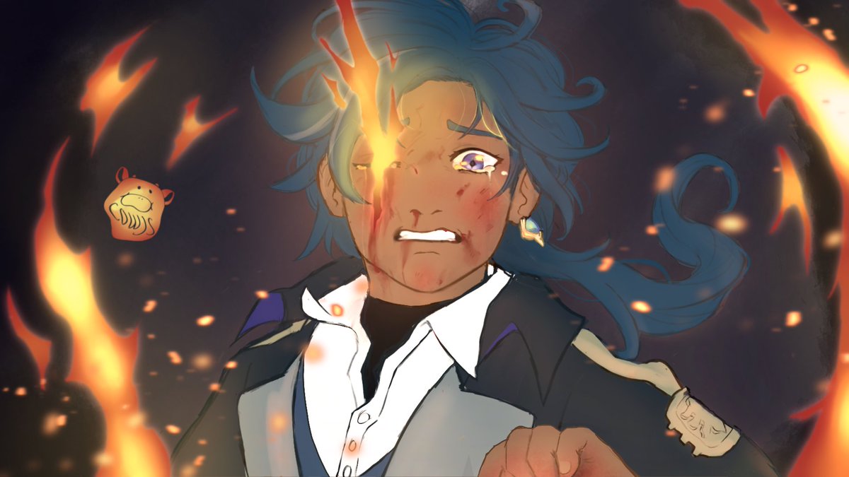 CowjsArt's tweet photo. I didn't stream because of this. Sorry, I just hyper focused on this. I couldn't take my mind off of it until it was done 😰 #kaeya #Kaeyafanart #HiddenStrife #KaeyaAlberich https://t.co/hjUyucDxug