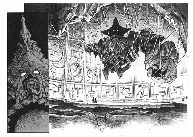 私のデビュー作「ガイアーム」にも
ウルトラマンレオの影響があちこちに。
メカ神様の『盤古』の頭部はもろにレオをイメージしていますし、主人公の変身後の姿に鎖が巻き付いているのはレオの弟『アストラ』の左足についていた拘束用の鎖がイメージです。
レオが私の「カッコいい」の基本みたいです。 