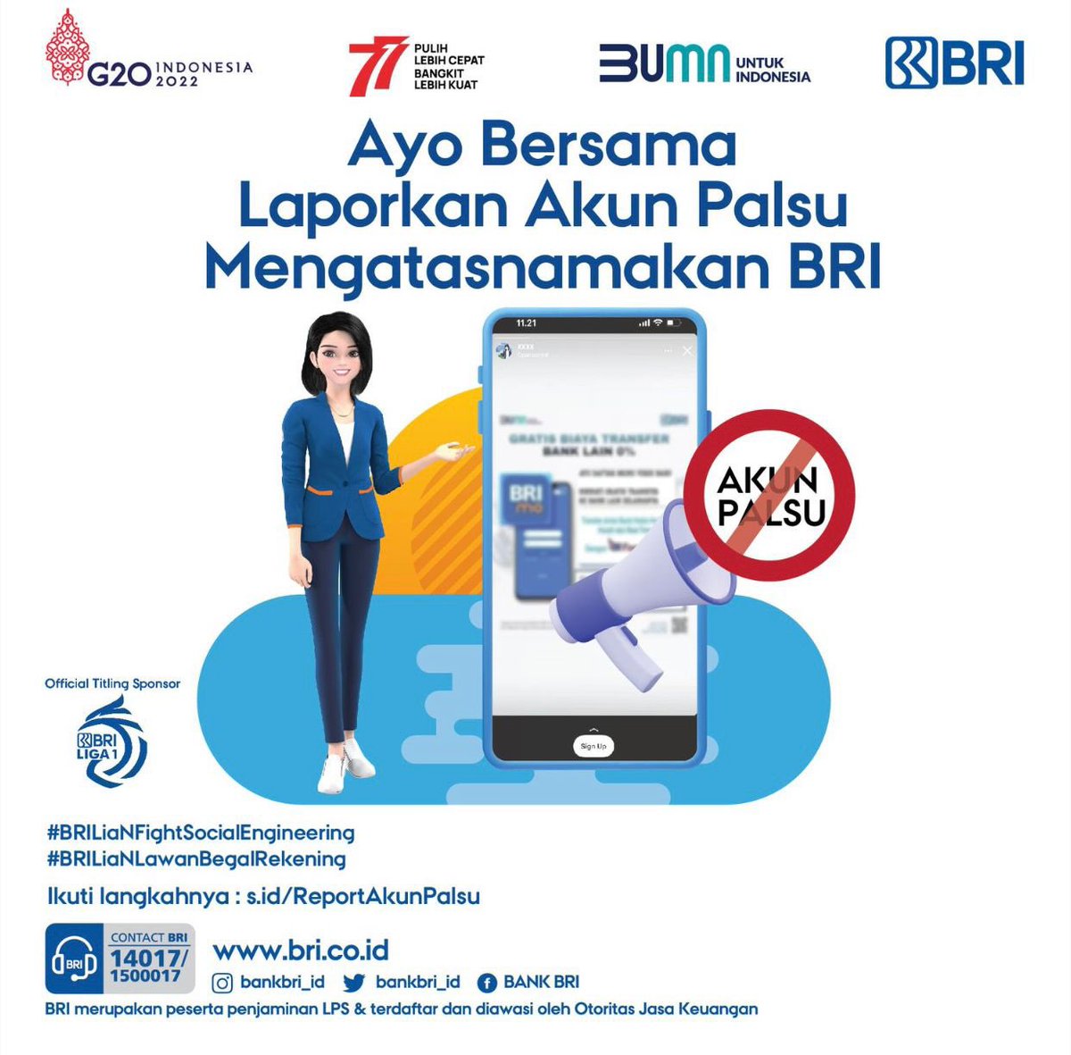 Nursima1701's tweet photo. Hati Hati terhadap tindak kejahatan perbankan yang mengatasnamakan Bank BRI...

#BrilianFightSocialEngineering
#BrilianLawanBegalRekening https://t.co/vwzSe1LD5J