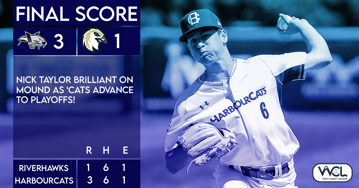 HarbourCats's tweet photo. An inspirational outing on the mound from Nick Taylor helps vault the HarbourCats into the playoffs!  Our ONE AND ONLY game will be TUESDAY night at 6:35 PM against the Bellingham Bells!  Get your seats today!  https://t.co/AX1Gu7EzlU  #DoSomethingCool #YYJ #HarbourCats #Baseball https://t.co/xIppFD8A5i