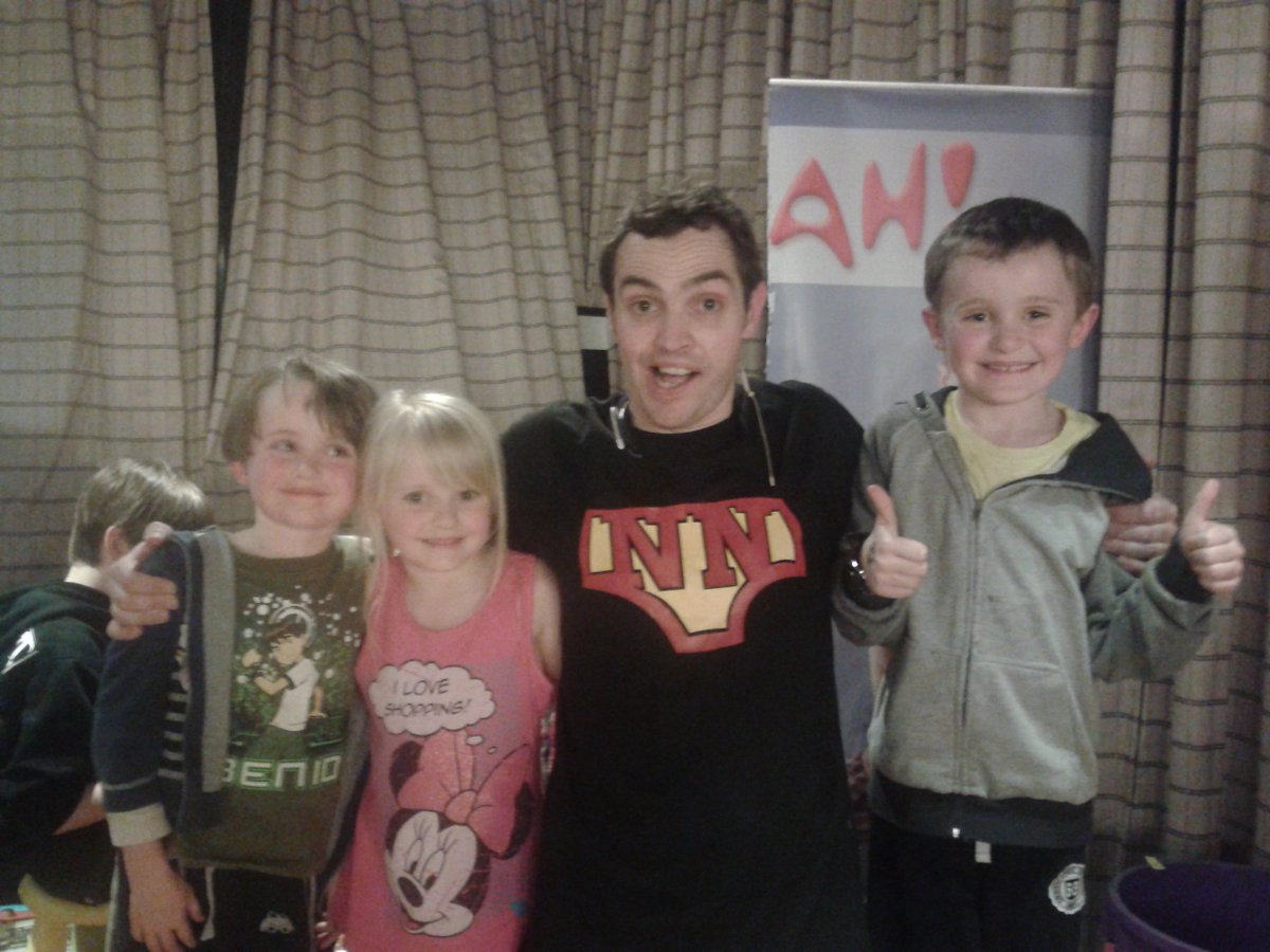 cogzspot's tweet photo. This was taken ten years ago at Center Parcs and we still wear our pants with pride.  So excited to discover that @nuttynoah is coming to where we are staying at Whitecliff Bay @AwayResortsUK today!  Can we recreate the photo? https://t.co/IZBay9dTON