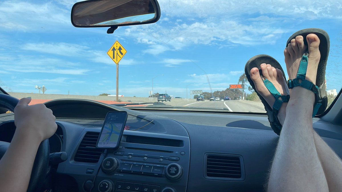 enjoying the passenger seat of my girlfriends car just a little too much