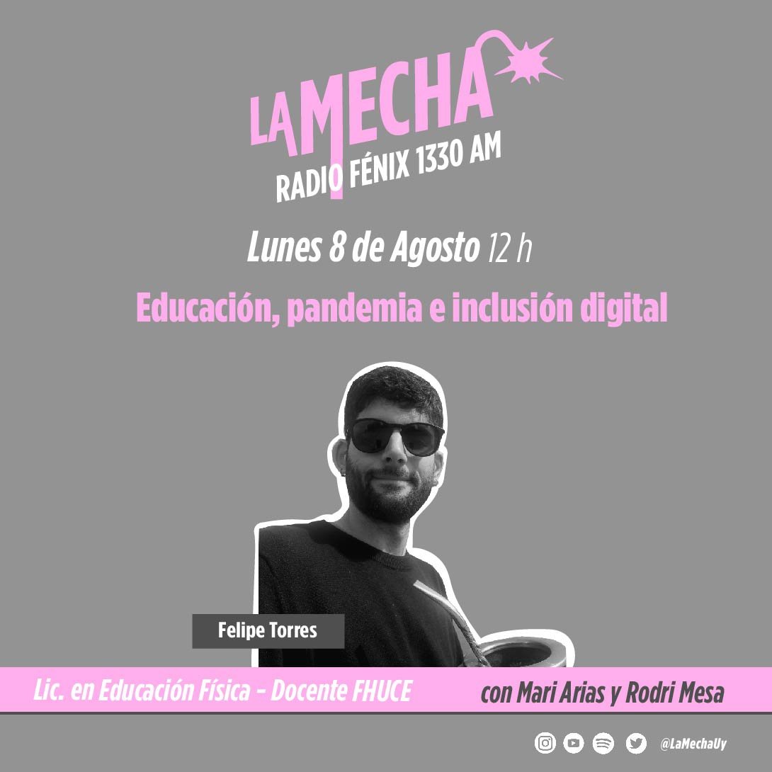 lamechauy's tweet photo. Mañana encendemos la mecha 💥
Estaremos con #FelipeTorres charlando sobre educación, pandemia e inclusión digital 🦠📚📱
🗓️ Lunes 8
⏰ 12 horas
📻 Por @1330amFenix con Mari y @rodrimesa1996 https://t.co/EbIAUIvWfg