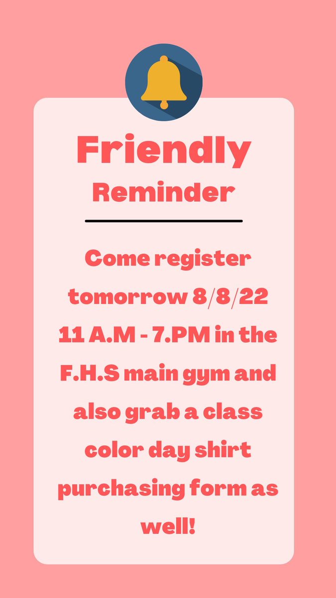 StuCo_Fairmont's tweet photo. Don’t forget about registration! https://t.co/u7sEb1AdqX