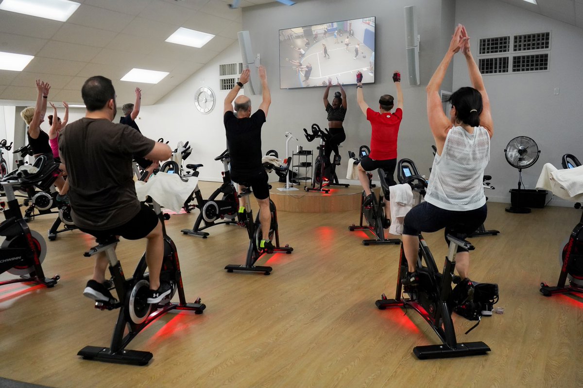 FSSportsClub's tweet photo. Raise your hand if you are joining us for spin this week 🤚 

Over 65 complimentary group exercises classes offered per week, what’s keeping you from reaching your fitness goals? https://t.co/xiRWd36sAW