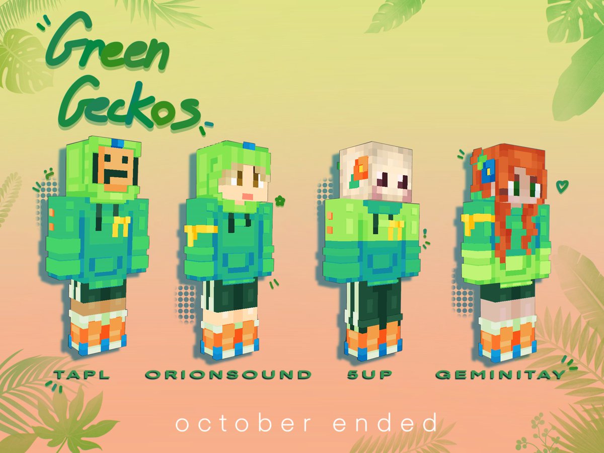 tvtober's tweet photo. MCC 24 Green Geckos Skins🦎~

-rts are very appreciated, downloads in thread :0

-#taplfanart #Geminitayfanart #mccskins 

-@TapLHarV @TheOrionSound @5uppps @5up_Alt @GeminiTayMC https://t.co/aVc1TyRM19