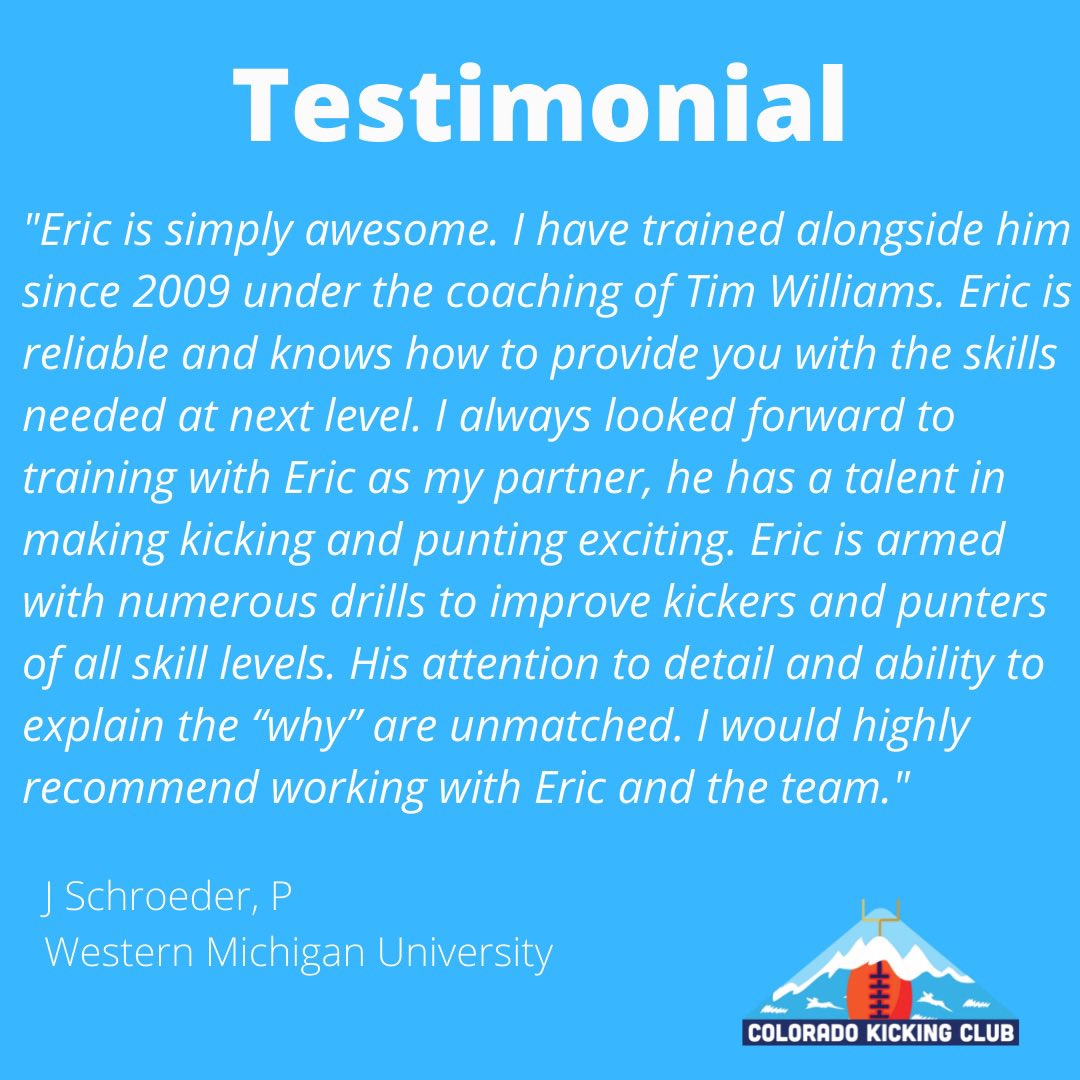 🏈Understanding the effect of each adjustment in technique is key in becoming your own best coach. We always work to ensure our athletes understand the “why” to everything we do!

#CKC #ColoradoKickingClub #kicking #kickers #punting #SpecialTeams #Specialist #Football #Colorado