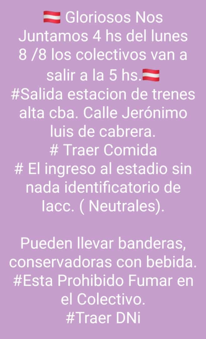 INFO IMPORTANTE PARA NUESTROS VIAJEROS