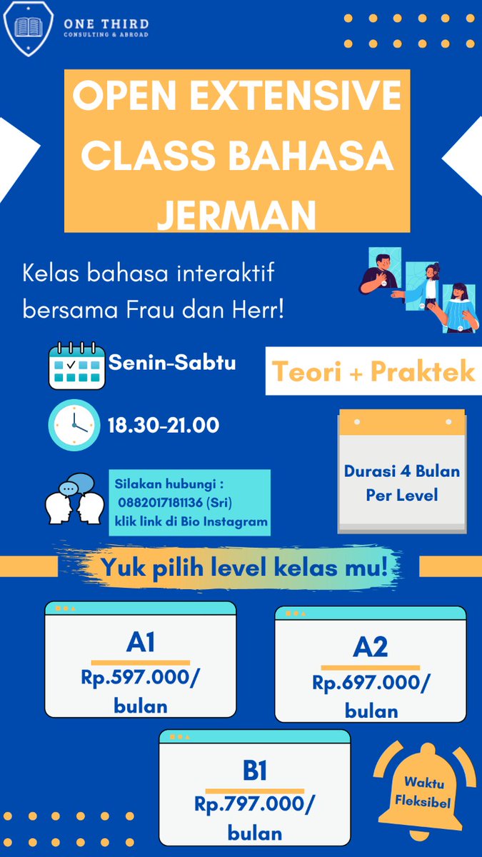 studieredeutsch's tweet photo. 🥳 Promo 8.8 🥳

Halo  teman-teman, kita mengadakan  promo khusus 8.8 di Extensive Class Bahasa Jerman🌻

Untuk tanggal 8-10 Setiap kelas Extensive dapat potongan 8% loh.

*Extensive Level A1*
597.000/bulan❌
549.000/bulan✅

Dan berlaku juga untuk kelas yang lainnn. https://t.co/PcVLQwSjlL