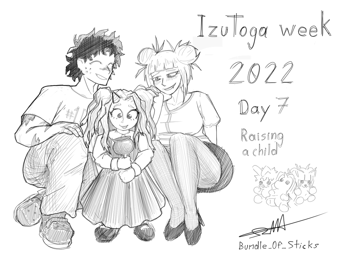 BoSticks2k21's tweet photo. my final submission for #izutogaweek2022.
#day7 a sketch of #IzukuMidoriya & #HimikoToga #RaisingAChild, their beloved little unicorn #Eri
#MHA #BNHA #IzuToga #DekuToga #EriKai https://t.co/FOfKsiZ2tM