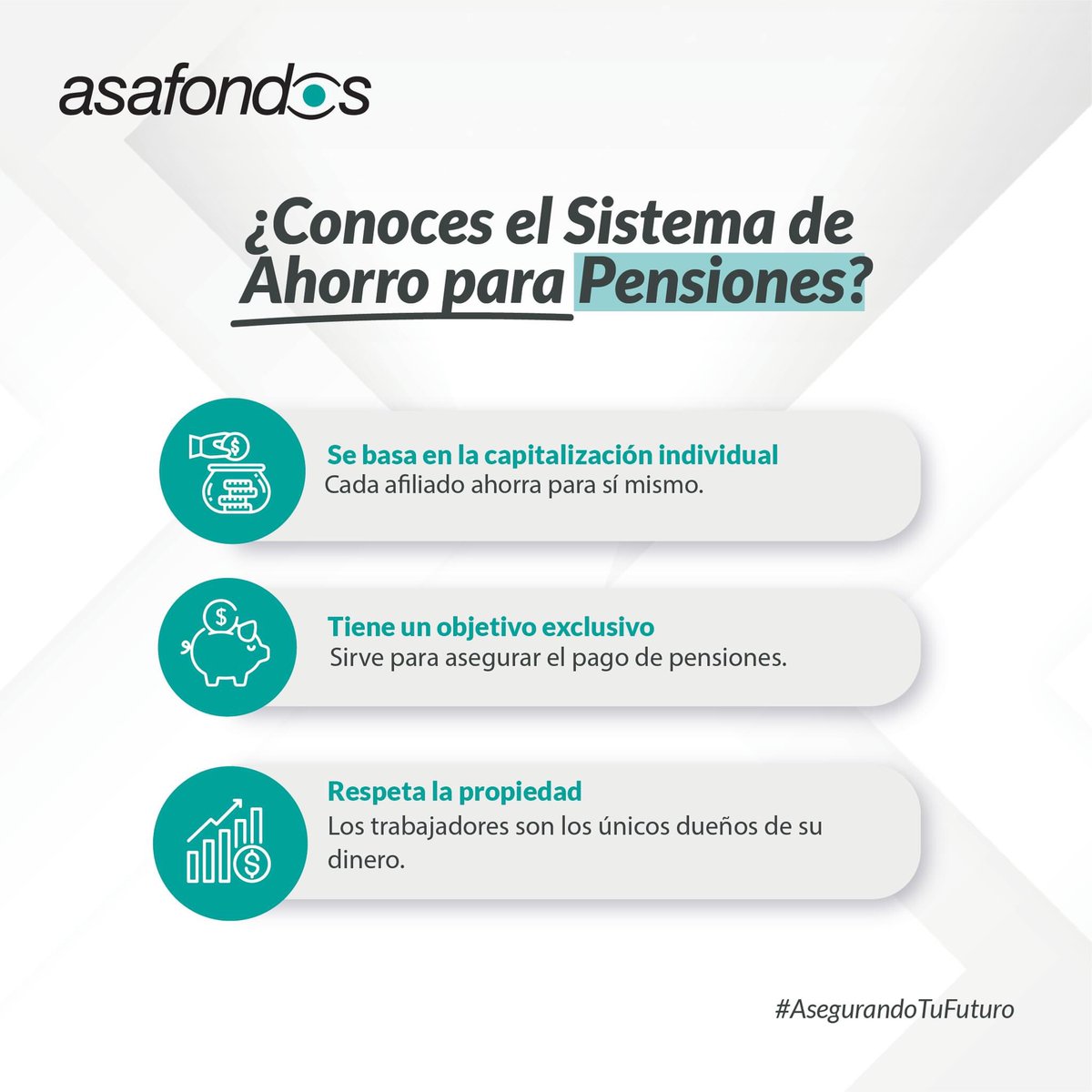 asafondos's tweet photo. ¿Sabías que en el actual sistema de pensiones cada afiliado ahorra para sí mismo en una cuenta de ahorro individual?🤔
Con su esfuerzo de guardar dinero para el futuro, los trabajadores tendrán recursos para financiar su pensión y q su grupo de beneficiarios
#Asafondos #Pensiones https://t.co/SN8JFFjH8s
