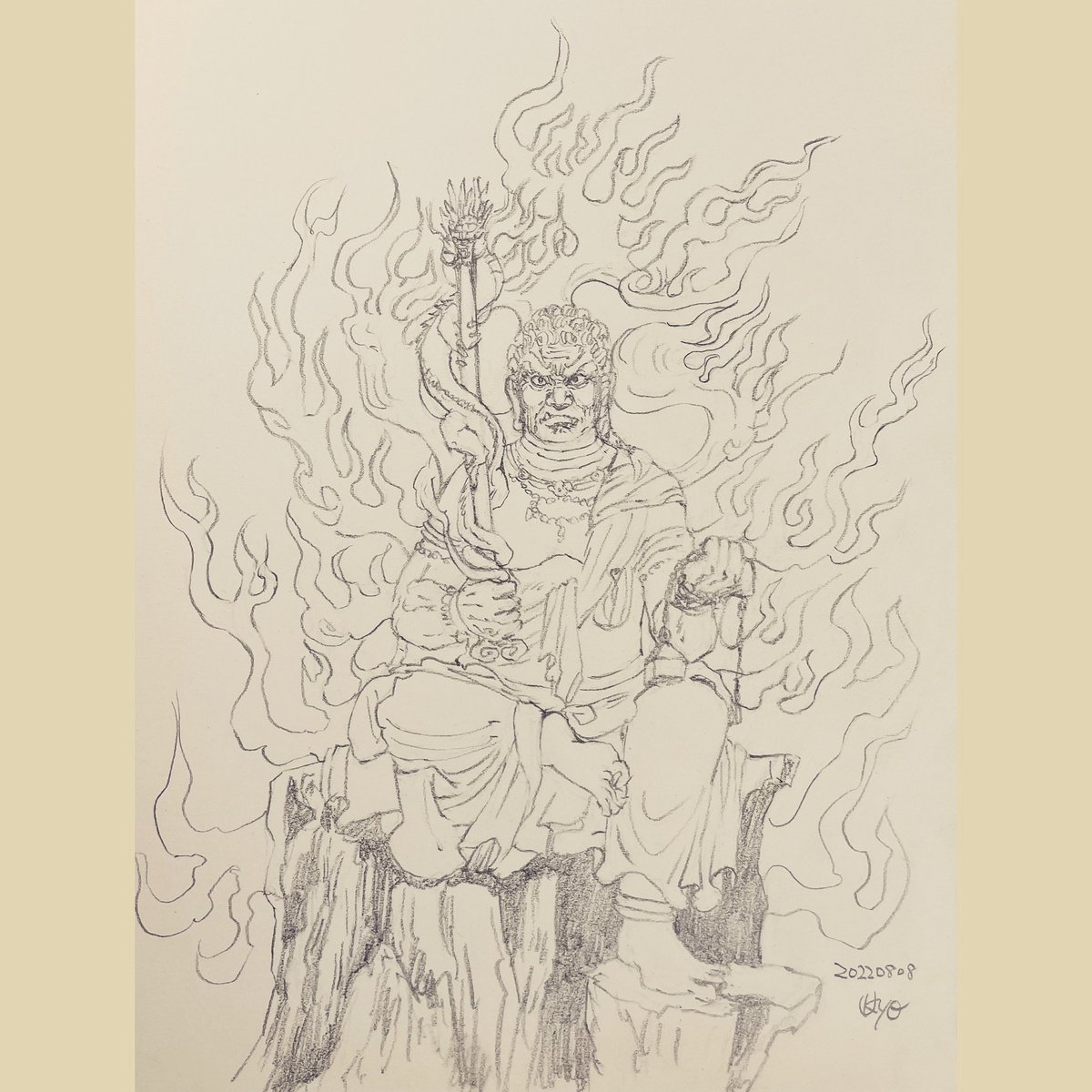 本店 １ 仏画 水墨画 火炎 不動明王 イラスト Adoperp Fr