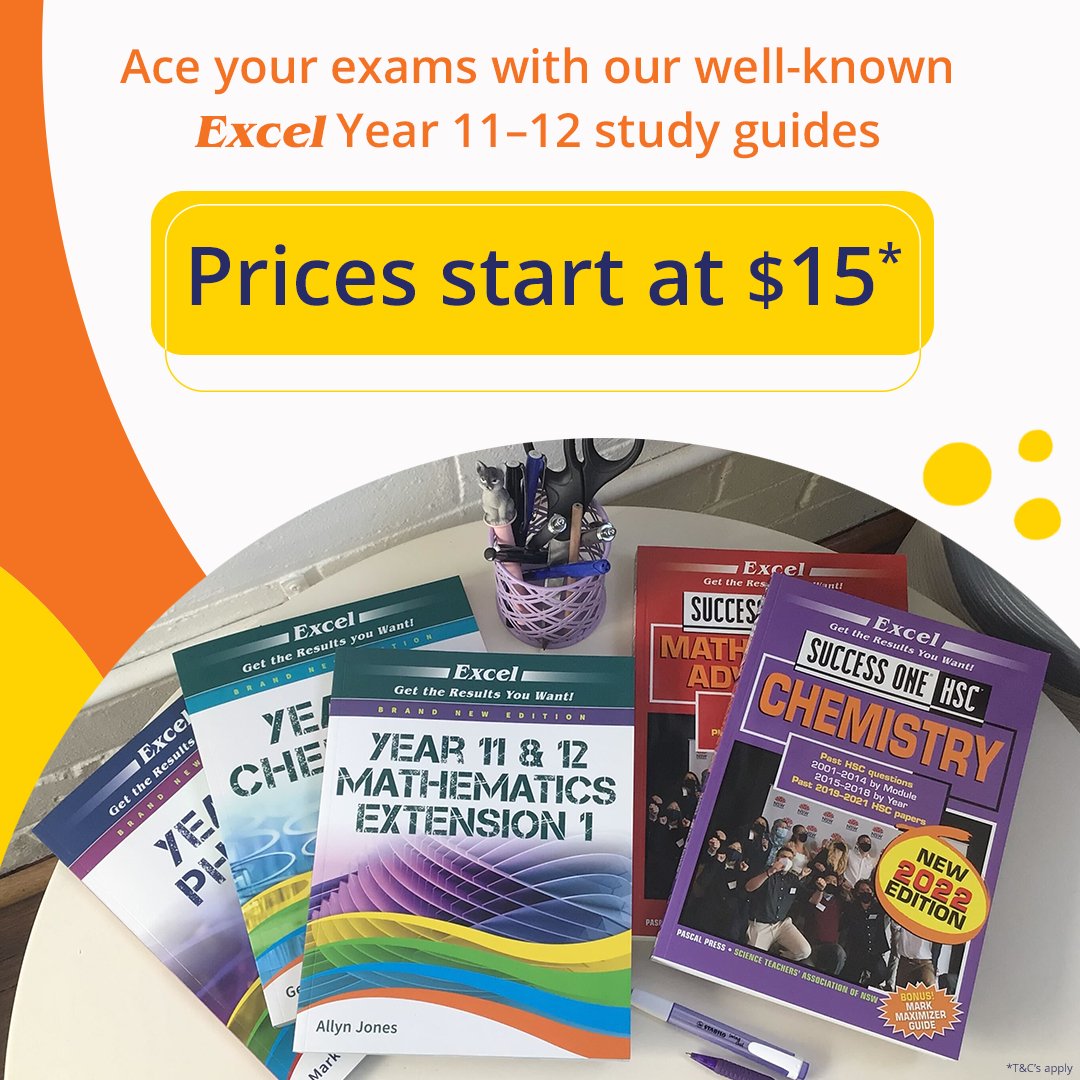 PressPascal's tweet image. Are you ready for your end-of-year exams? It&apos;s not too late to start preparing to help you achieve great results. Prices start at $15!* Click here to shop! hubs.li/Q01jq81P0
#pascalpress #pascal #press #secondary #hsc #sale #year11 #year12 #excel #study