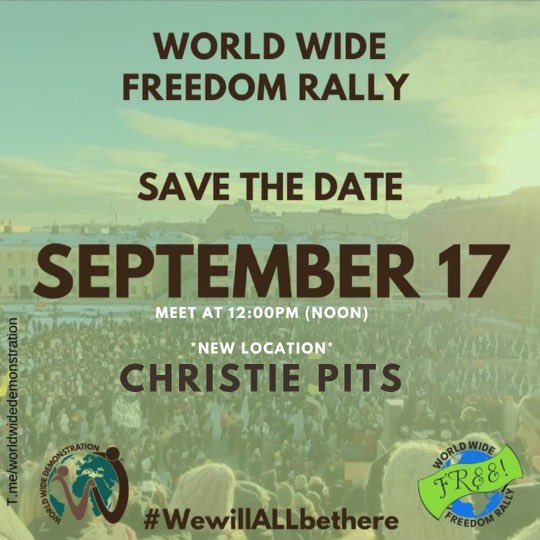 KauderStacey's tweet photo. World Wide Freedom Rally  Toronto - NEW LOCATION!! Christie Pits 12. DM me for speaking inquires or to donate!   @BLNewsMedia @Takeactioncan @TamaraUgo @livewiththeshed @PoliceOnGuard  #freedomconvoy #WeMoveAsOne @masterknia @FFCan_Official https://t.co/VGhVNyuJRB