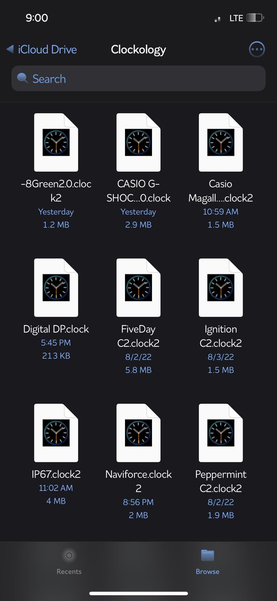 __r1ch4rd's tweet photo. @clockology Does anyone know how to get pictures of the watch faces to display instead of just the names? I open the files app &amp; this is what I see. The same thing happens in the Clockology app. I’d like to be able to see what they look like before installing. TY https://t.co/Kijhi1plMH