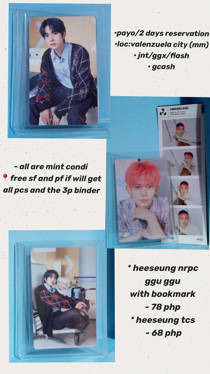 kcartzz's tweet photo. wts lfb enhypen ph // 8.8 sale
Heeseung non album pcs / 3p binder
#kcartz
โsee prices and infos in the photo, and pf is not yet included
โfree pf and sf if will get all pcs and 3p binder
๐ท tc trading card ggu ggu nrpc 22 21 hee enhypen https://t.co/XoZdY6Zwqb