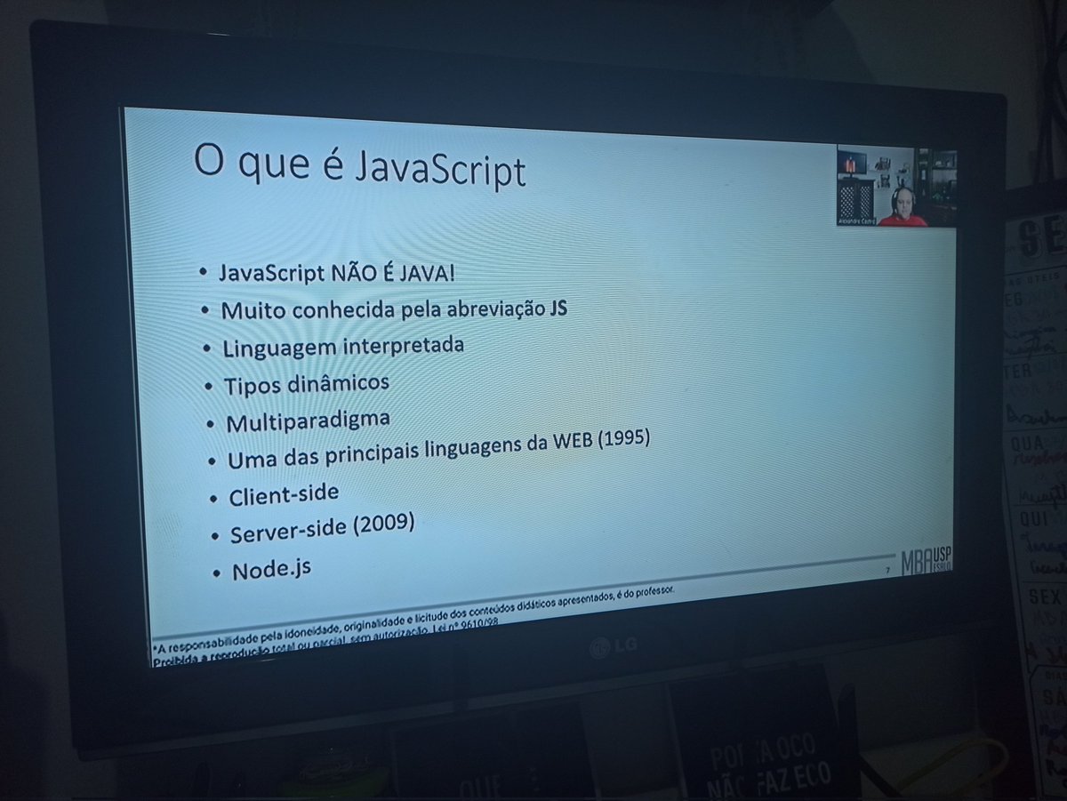 AnaPaulaGodoiM's tweet image. Dia de começar os estudos sobre JavaScript no MBA USP/Esalq. #tecnology #datascienceacademy #javasript