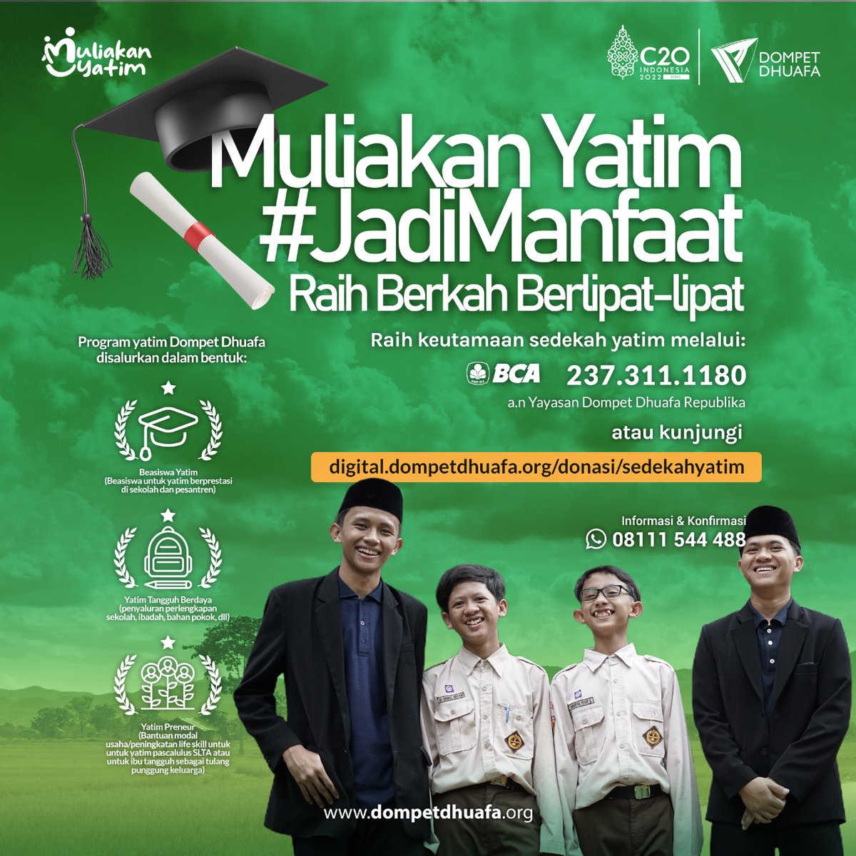 Yuks kita raih semua kemuliaan itu dengan bersedekah untuk anak yatim melalui <a href="/dompetdhuafaorg/">Dompet Dhuafa</a>
