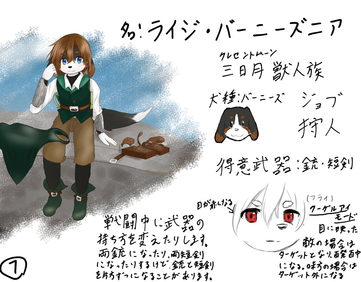 vf3ru's tweet photo. 代理キャラの設定画完成しました！色々訳ありそうだけど大体はこんな感じってことで！ https://t.co/O8DegH4POl