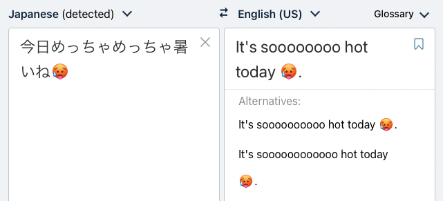 itsTravisRicks's tweet photo. OK, I'm pretty impressed with this translation. I wonder how the algorithm decided on how many o's to put in 'so'... lol @DeepLcom https://t.co/xNtZndospU