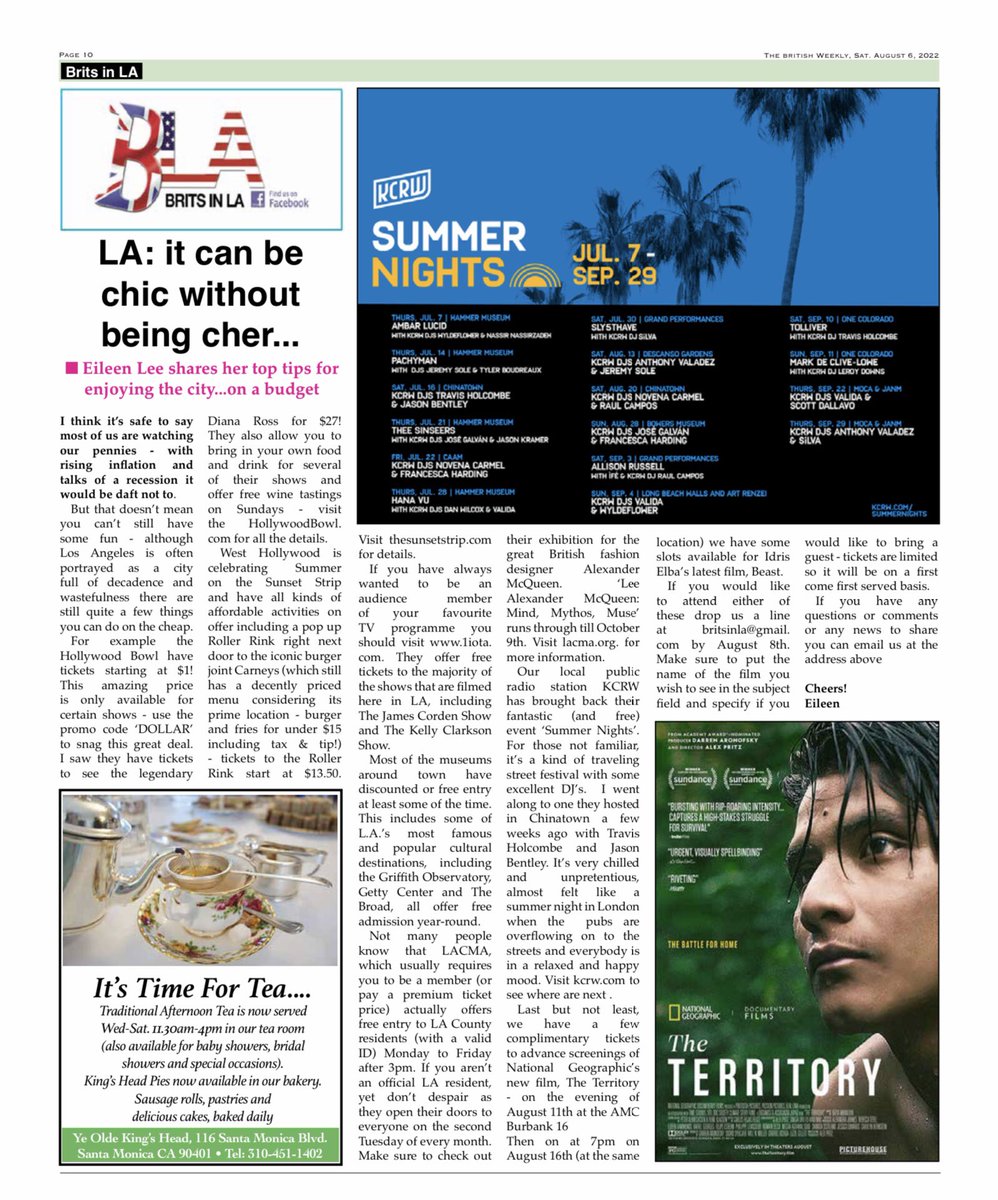 Britsinla's tweet photo. Catch up on all the latest news from Brits in LA in the British Weekly newspaper. 
Visit https://t.co/kscnNGSa2K to read online
Got something to promote? We would love to have you be our  #MeetAMember
Email BritsinLA@gmail.com for details
  #BritishWeekly #BritsinLA https://t.co/jkZKxPhvzf