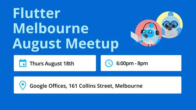 FlutterMelb's tweet image. Get ready for our next in-person Flutter meetup on 18th August at the Google Melbourne office! For this meetup we'll have:
- projects/apps show & tell
- the not so new Flutter News
- hot code: fav Pub packages & IDE top tips
- Ask Dash!
buff.ly/3P4V6yo
#flutter #meetup