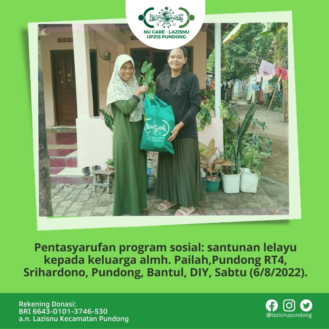 lazisnupundong's tweet photo. Pentasyarufan program sosial: santunan lelayu kepada keluarga almh. Pailah,Pundong RT4, Srihardono, Pundong, Bantul, DIY, Sabtu (6/8/2022).

#lazisnupundong #ProgramSosial #nupundong #santunanlelayu #berkahkoin #NUKoin #srihardono #pundong #bantul https://t.co/Xwbx6Eiz7Q