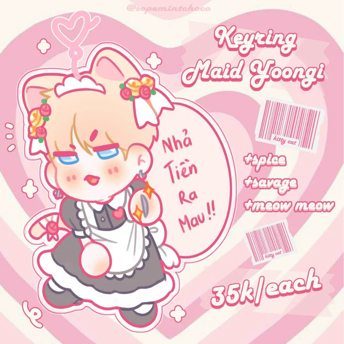 🔪 OPEN 10 SLOTS FOR KEYRING MAID YOONGI ( Without Text Bubble ) 🔪

Hologram 5cm Keyring

Price : 10$ 

GO opens, WW Shipping, Paypal F&amp;F
DM for inquiries ☺️

📆 Shipping September - October 