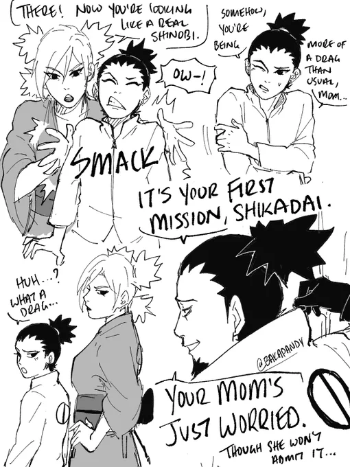 morning of Shikadai's first genin mission 