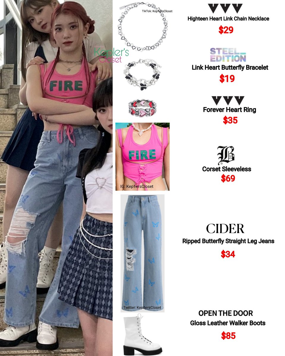Kep1ersCloset's tweet photo. {UP! - Music Bank 220701}
#Xiaoting is wearing:
๐น#VVV Chain Necklace $29
๐น#SteelEdition Butterfly Bracelet $19
๐นVVV Forever Heart Ring $35
๐น#Badee Corset Sleeveless $69
๐น#Cider Ripped Butterfly Jeans $34
๐น#OpenTheDoor Walker Boots $85
ยฉ for Jeans: @angelkpopstyle ๐๐ป https://t.co/TUWzr9fxtA