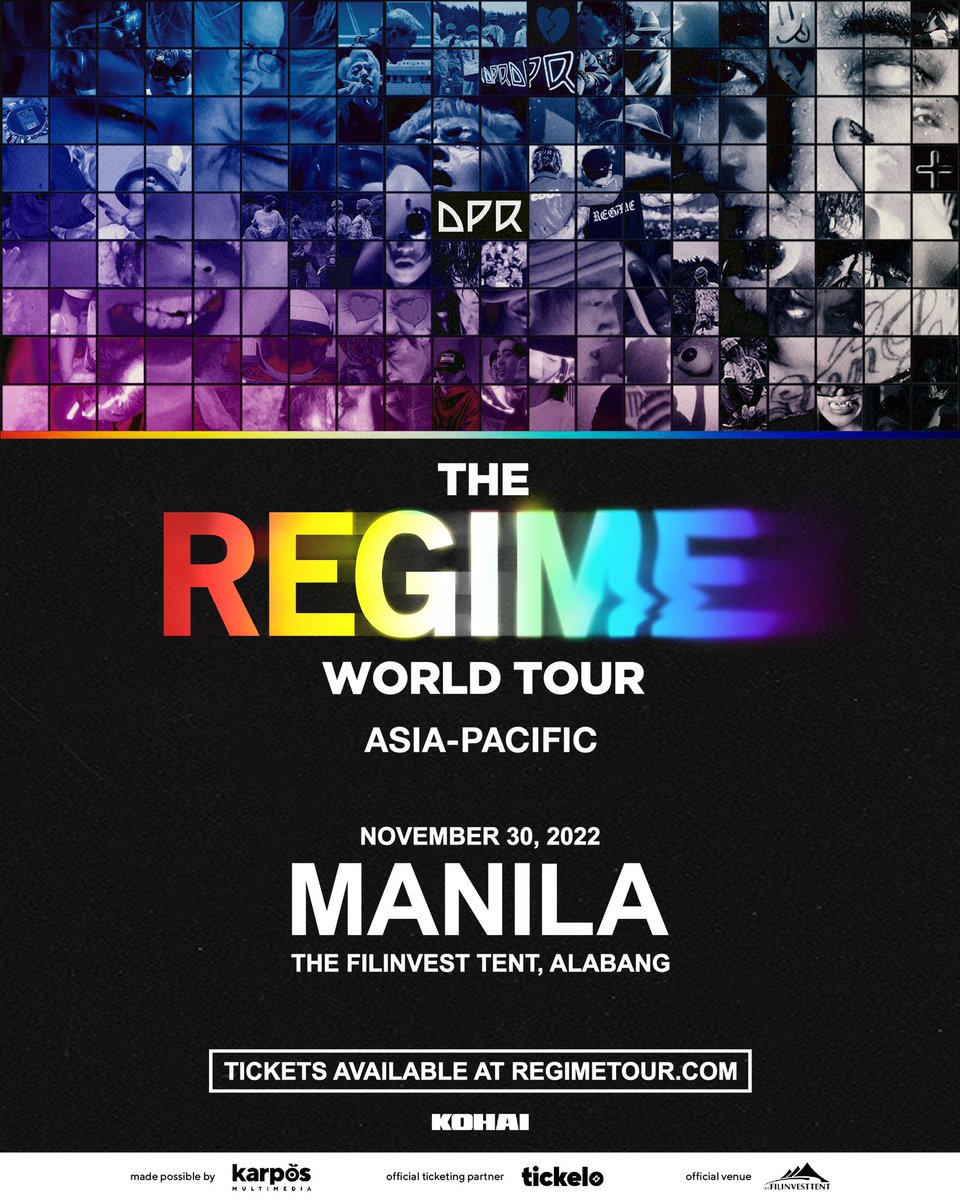 philconcerts's tweet photo. JUST ANNOUNCED: DPR: REGIME WORLD TOUR LIVE IN MANILA 💥

🗓️ November 30
📍The Filinvest Tent, Alabang

7950+ VIP PACKAGE
5000+ EARLY ENTRY
4000+ GEN AD
*Exclusive of service charge.

Tickets on sale on August 12, 11AM
via https://t.co/uNeEOk3iXB 🎟️

@karposmm https://t.co/5zYv60xdgu