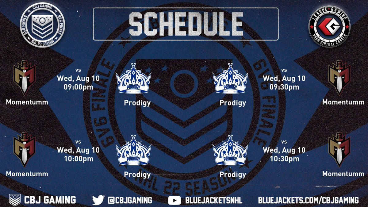 Prodigy (@prodigynhl) on Twitter photo GAMEDAY IN THE <a href="/CBJgaming/">CBJ Gaming</a> 6v6 PLAYOFFS! ๐ฎ
Quarter-Finals:
โฐ 9pm EST
๐ Momentumm (Best of 5)
๐บ twitch.tv/polgz GAMEDAY IN THE <a href="/CBJgaming/">CBJ Gaming</a> 6v6 PLAYOFFS! ๐ฎ
Quarter-Finals:
โฐ 9pm EST
๐ Momentumm (Best of 5)
๐บ twitch.tv/polgz