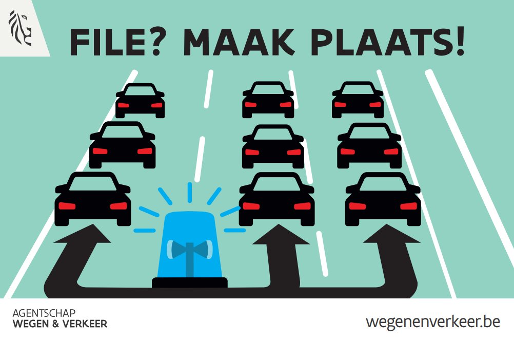 verkeerscentrum's tweet photo. Bij file op wegen met meer dan één rijstrook vorm je meteen spontaan een #REDDINGSSTROOK. Zo staat het in de wegcode. Maar nog lang niet iedereen heeft die reflex. Een nieuwe campagne van @wegenenverkeer frist de regels nog eens op: https://t.co/9izVERjJrW #mobiliteit #verkeer https://t.co/EjXykmjUWV