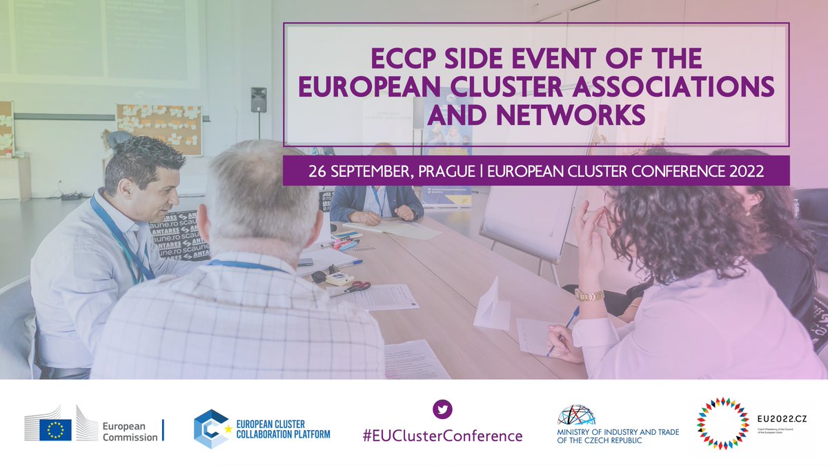 7️⃣0️⃣+ members of 🇪🇺cluster associations &amp; networks will meet &amp; discuss how clusters can help 🇪🇺economy achieve #resilience, green🌱&amp; digital💻 transitions. 

Join the dedicated side event at #EUClusterConference to participate:

clustercollaboration.eu/content/meetin…

📌Prague,🇨🇿
🗓️26 September