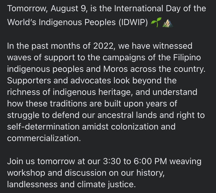 friends_natmin's tweet photo. Stand and link arms with our national minority by learning their issues and integrating with their indigenous knowledge and practices! 

#IDWIP2022
#DefendAncestralLands
#ASEANYouthWeek2022 https://t.co/6YIZjj01v1