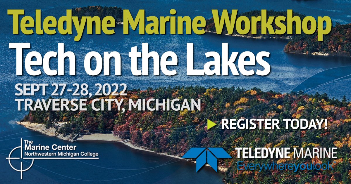 TeledyneMarine's tweet photo. How long has it been since you've been able to see in person a team of Teledyne Marine experts under one roof? Join us in Traverse City, Sept. 27-28 for the Teledyne Marine Workshop - Tech on the Lakes. 
More> https://t.co/ZJeeP4a0er  
#TechOnTheLake2022 #LakeBed2030
@nmc_tc https://t.co/R46nm5Bfrd