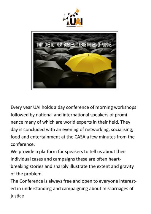 UaInjustice's tweet photo. Can you Really afford to miss this? #UAI Conference 29/10/2022 #ljmu #Liverpool
#WrongConviction
#WronglyAccused
#WrongfulConviction
#A4WC
#Guardian
#ChesterAmicus
#LawCentres
#JusticeGap
#FACT
#InsideTimeUK https://t.co/qal1djdKYF
