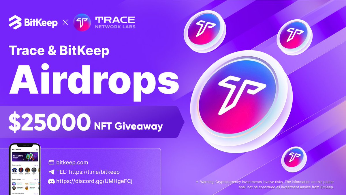 🎊#BitKeep X <a href="/trace_network/">Trace Network Labs</a> #Airdrops🎊

💰Complete tasks to win $25,000 NFT

📅August 8-August 14, 2022

🤩Download #BitKeep: bitkeep.com/refer/rNYp/nqh…

👇JOIN NOW
gleam.io/competitions/u…